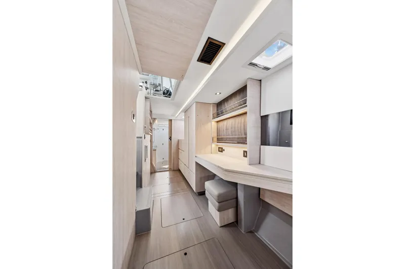 Slide: The Image of Modern interior of 2021 Leopard 45 yacht with sleek design and natural lighting. - 85