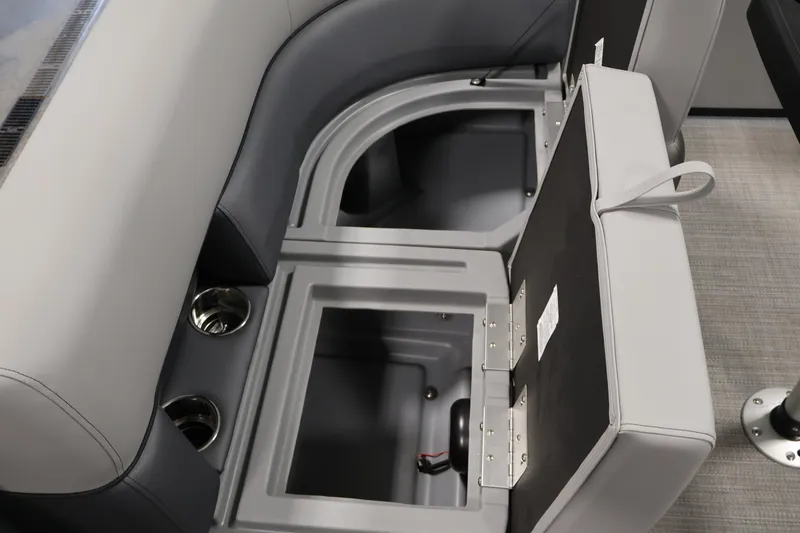 Slide: The Image of 2026 Bentley Pontoons 160 Cruise LE interior storage compartments with cup holders. - 12