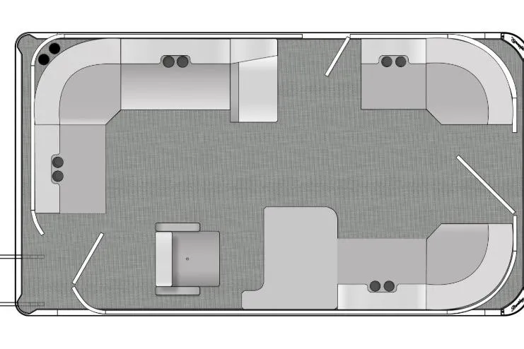 Slide: The Image of Top view of 2026 Bentley Pontoons 160 Cruise LE layout, featuring spacious seating arrangement. - 2