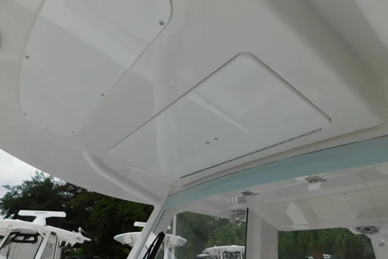 Slide: The Image of 2026 Regulator 28 boat interior ceiling with sleek design and modern features. - 43