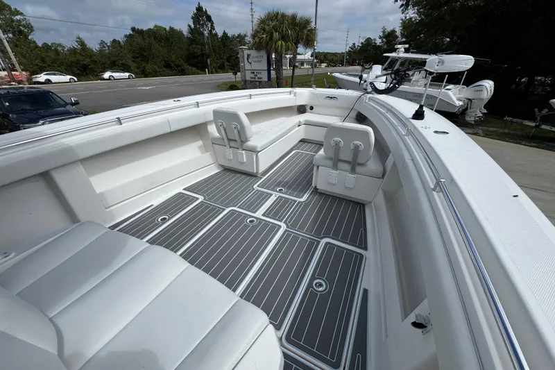 Slide: The Image of 2019 Invincible 39 Open Fisherman boat with spacious deck and seating. - 16