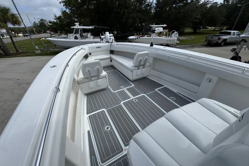 Slide: The Image of 2019 Invincible 39 Open Fisherman boat with spacious deck and seating. - 18