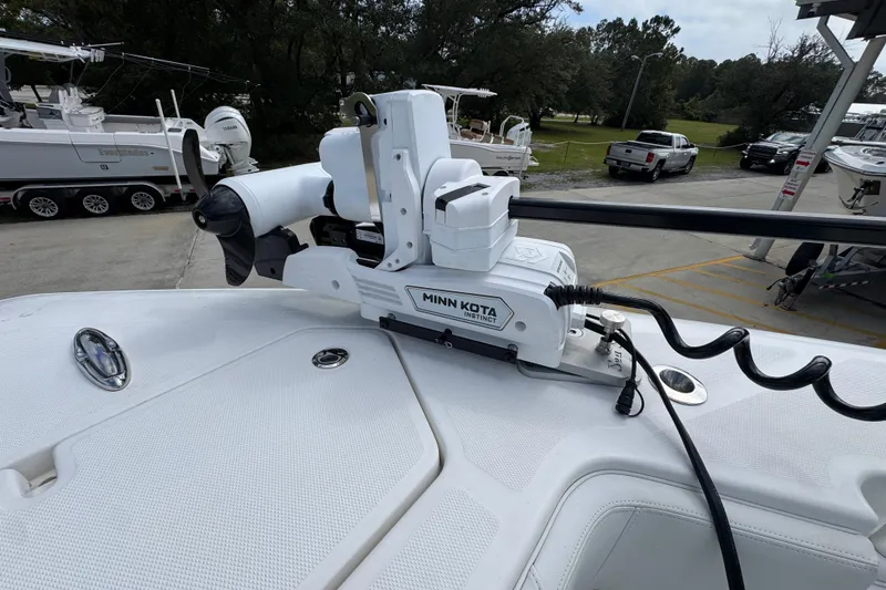 Slide: The Image of 2019 Invincible 39 Open Fisherman with Minn Kota trolling motor on deck. - 19
