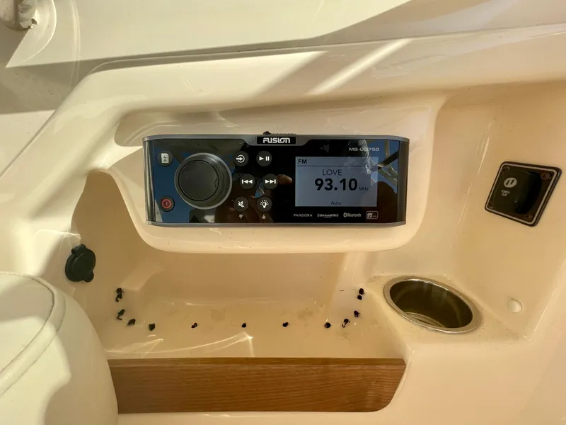 Slide: The Image of Fusion stereo system on 2017 Grady-White 307 Freedom boat dashboard. - 40