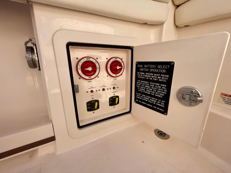 Slide: The Image of Dual battery switch panel on 2017 Grady-White 307 Freedom boat. - 44