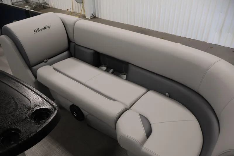 Slide: The Image of Luxurious seating on 2026 Bentley Pontoons 240 Navigator, featuring elegant design and comfort. - 11
