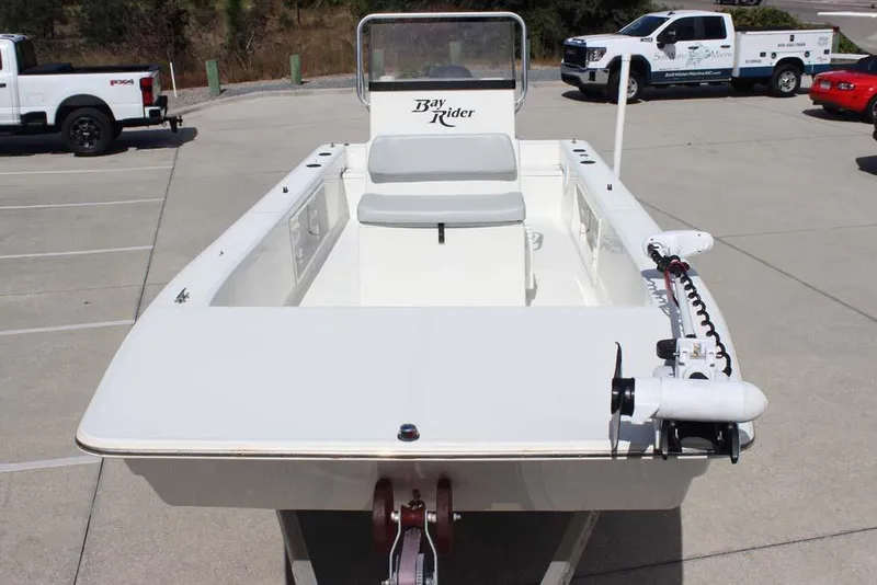 Slide: The Image of 2019 Bay Rider 2060 Skiff boat in parking lot, front view. - 5