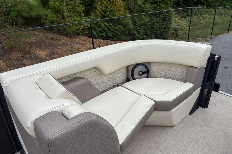 Slide: The Image of Luxurious seating on 2026 Alera M23L boat with elegant upholstery design. - 14