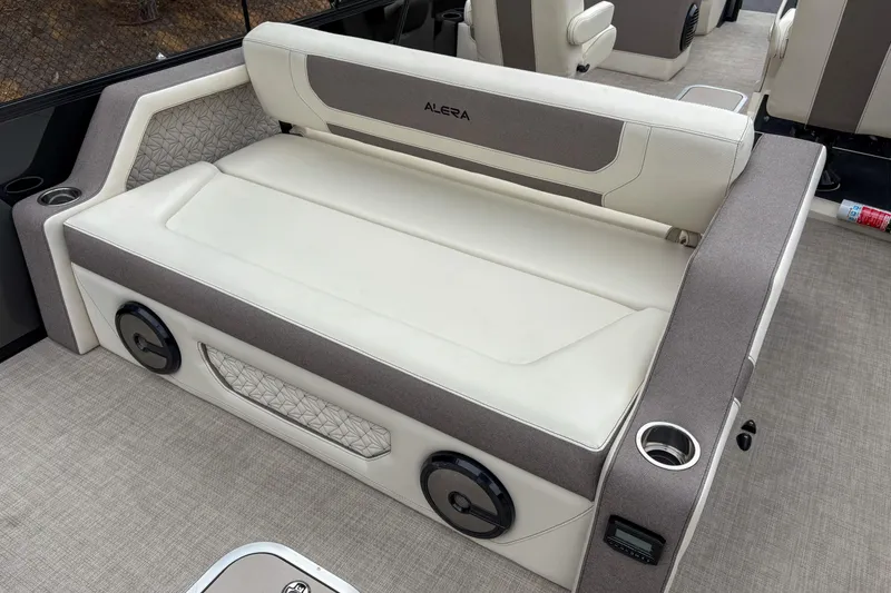 Slide: The Image of Alera M23L 2026 boat seat with cup holders and integrated speakers. - 6