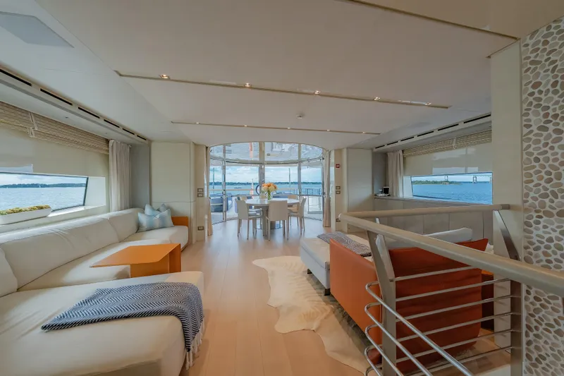 Slide: The Image of Luxurious interior of 2019 Sanlorenzo SD112 yacht with elegant seating and ocean views. - 36
