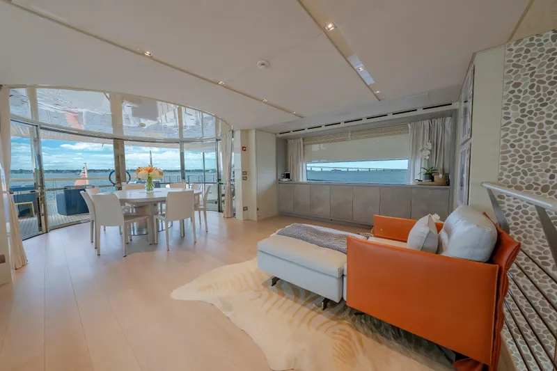 Slide: The Image of Luxurious interior of 2019 Sanlorenzo SD112 yacht with elegant dining area and panoramic views. - 37
