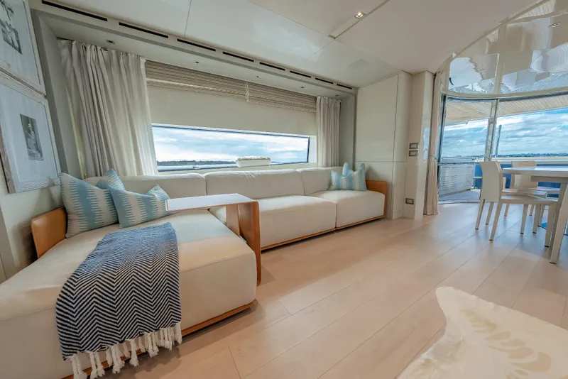 Slide: The Image of Luxurious interior of 2019 Sanlorenzo SD112 yacht with elegant seating and ocean view. - 38