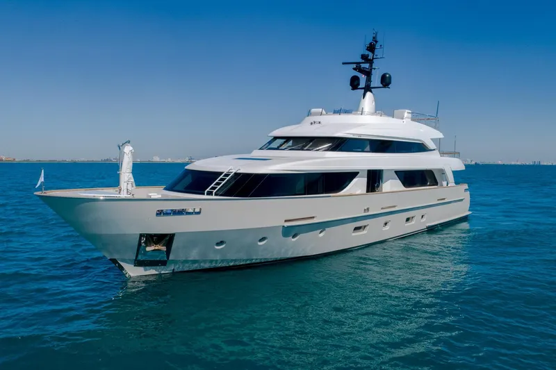Slide: The Image of Luxurious 2019 Sanlorenzo SD112 yacht cruising on clear blue waters. - 4