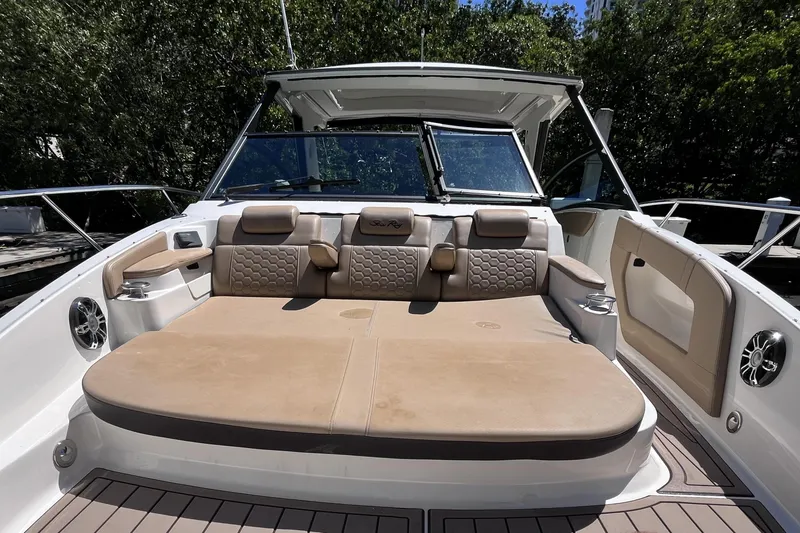 Slide: The Image of 2020 Sea Ray Sundancer 320 Outboard with spacious seating and modern design. - 26
