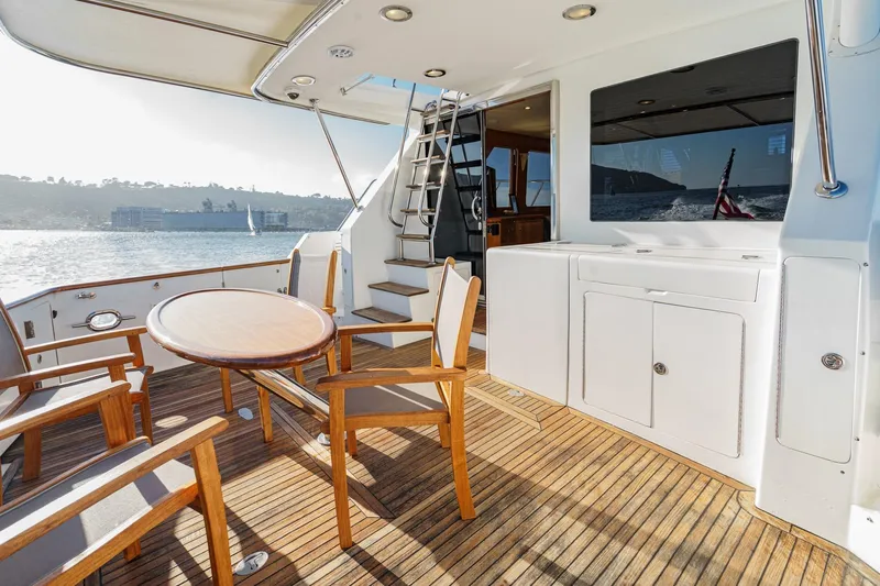 Slide: The Image of Luxurious 2006 Ocean Alexander 64 Pilothouse yacht deck with seating and ocean view. - 38