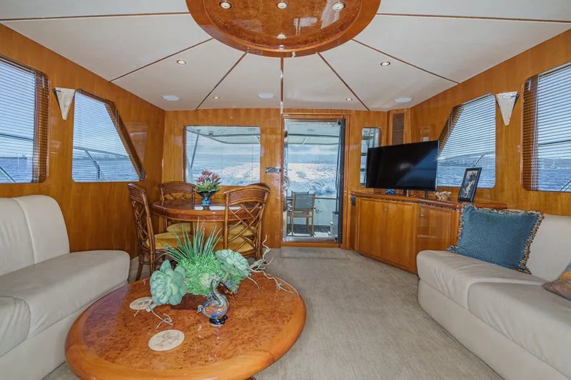 Slide: The Image of Luxurious interior of 2006 Ocean Alexander 64 Pilothouse yacht with elegant wood finishes. - 42