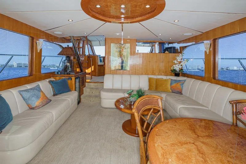 Slide: The Image of Luxurious interior of 2006 Ocean Alexander 64 Pilothouse yacht with elegant seating and decor. - 43