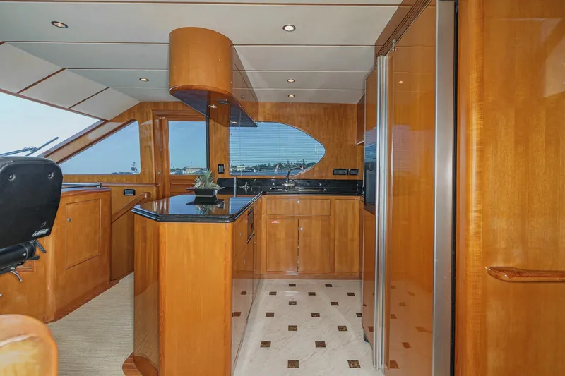 Slide: The Image of Luxurious 2006 Ocean Alexander 64 Pilothouse yacht interior with modern kitchen design. - 53