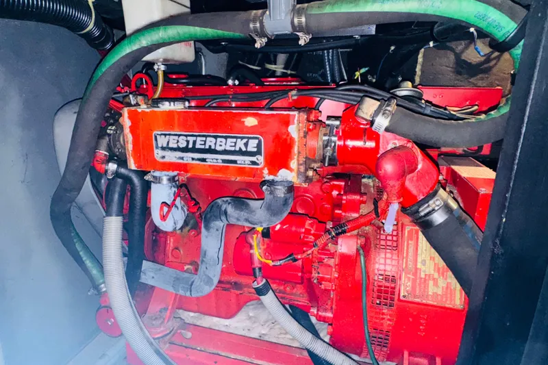 Slide: The Image of Westerbeke engine in a 1988 Sea Ray 415 Aft Cabin boat. - 45
