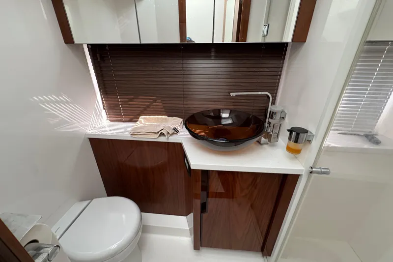 Slide: The Image of Luxurious bathroom in 2017 Galeon 445 HTS yacht with modern fixtures and elegant design. - 46