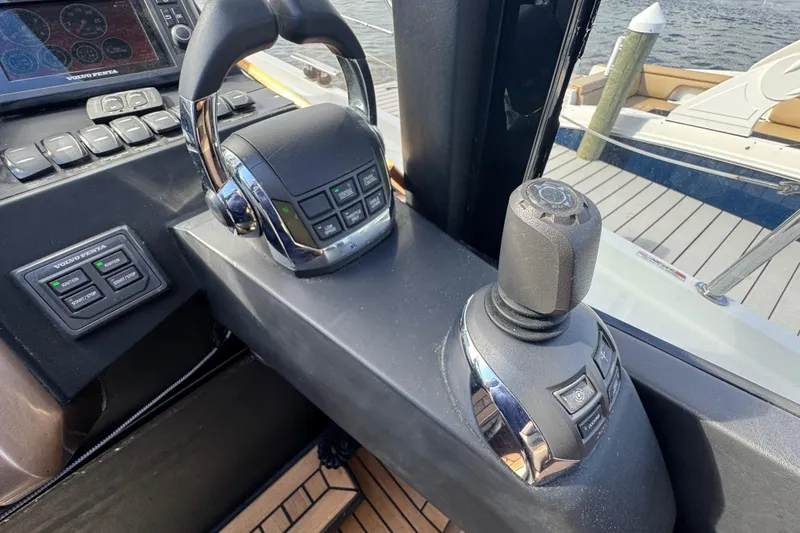 Slide: The Image of Control panel of 2017 Galeon 445 HTS yacht with Volvo Penta joystick and throttle. - 56