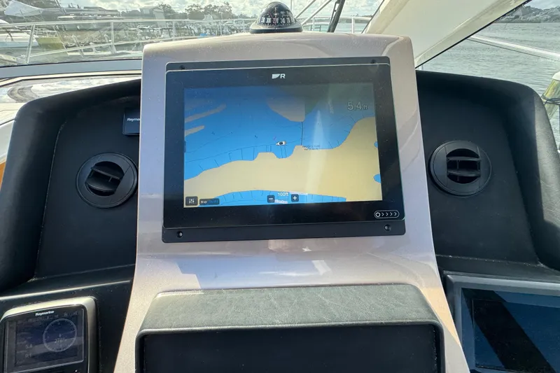 Slide: The Image of Navigation screen on 2017 Galeon 445 HTS yacht dashboard, displaying nautical map. - 59