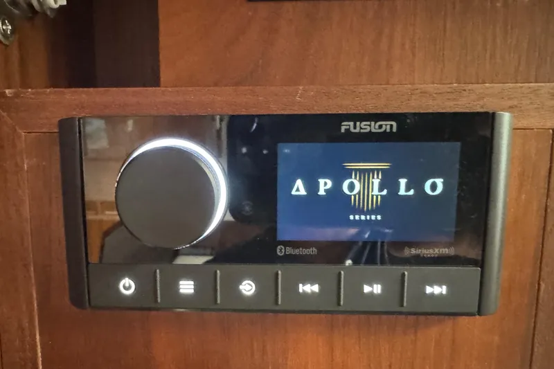 Slide: The Image of Fusion Apollo Series audio system in 2017 Galeon 445 HTS yacht interior. - 63