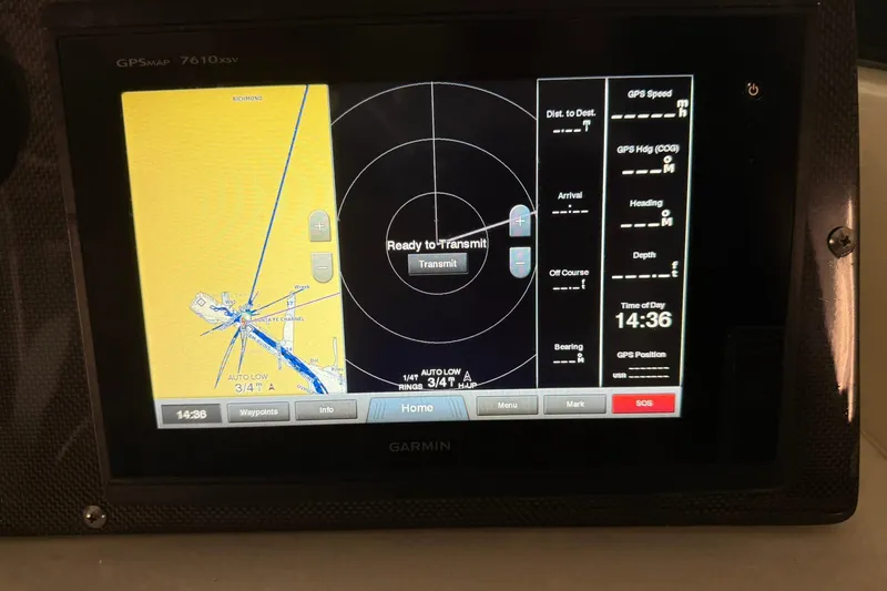 Slide: The Image of Garmin GPS display on 2000 Boston Whaler 28 Outrage, showing navigation and map details. - 35