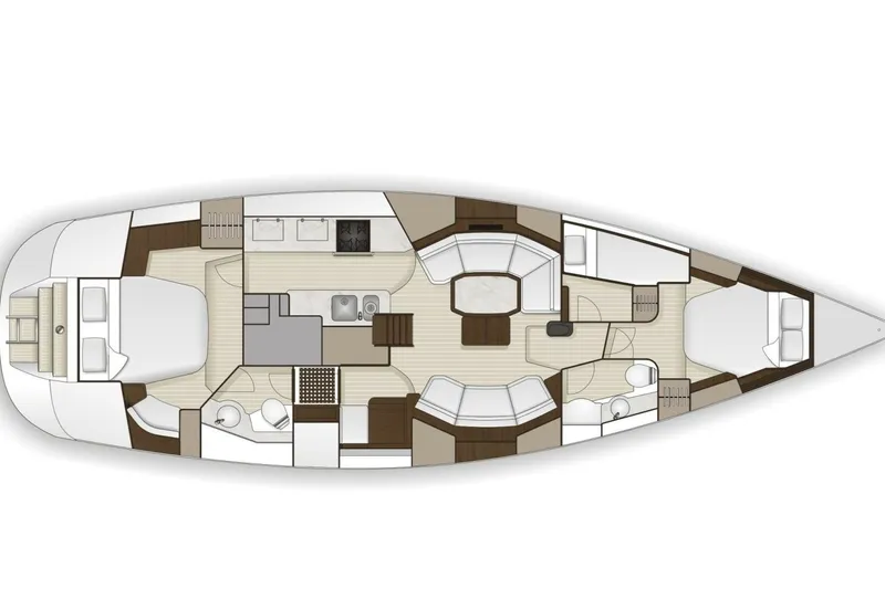 Slide: The Image of Floor plan of 2025 Hylas H48 yacht, featuring spacious cabins and modern amenities. - 20