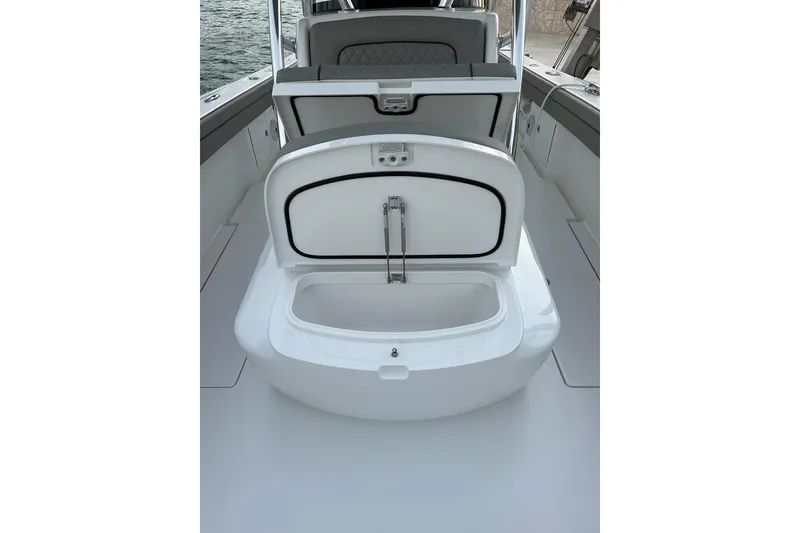 Slide: The Image of 2023 Valhalla Boatworks V-37 open storage compartment on deck. - 10