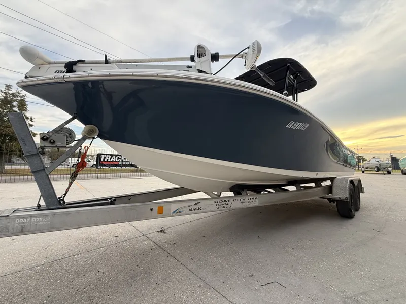 Slide: The Image of 2016 Tidewater 2200 Carolina Bay on trailer at sunset. - 11