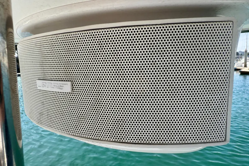 Slide: The Image of Outdoor speaker on a 2020 Catalina 425 sailboat, near water. - 11