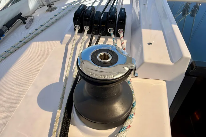 Slide: The Image of Winch and ropes on a 2020 Catalina 425 sailboat deck. - 20