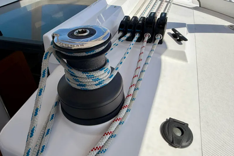 Slide: The Image of Winch and ropes on a 2020 Catalina 425 sailboat deck. - 21