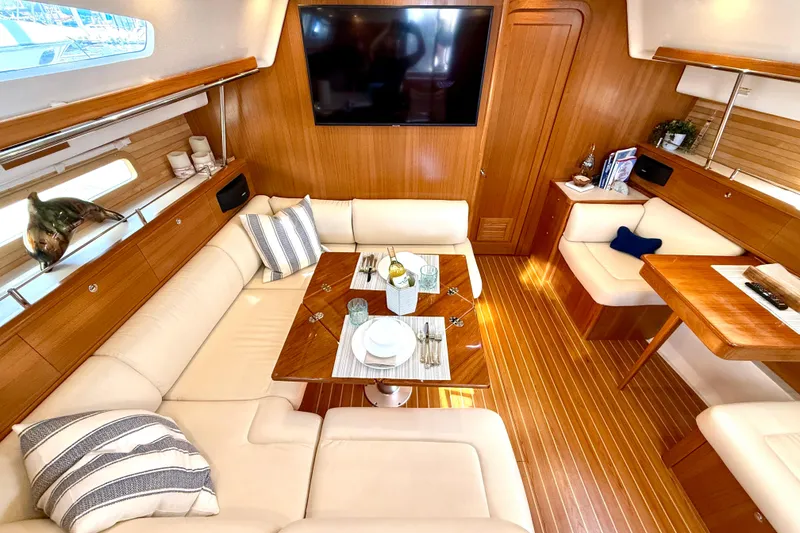 Slide: The Image of Luxurious interior of 2020 Catalina 425 yacht with elegant seating and dining area. - 39