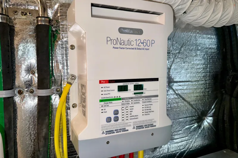 Slide: The Image of ProNautic 12-60P charger in Catalina 425 yacht, 2020 model, with cables and insulation. - 70