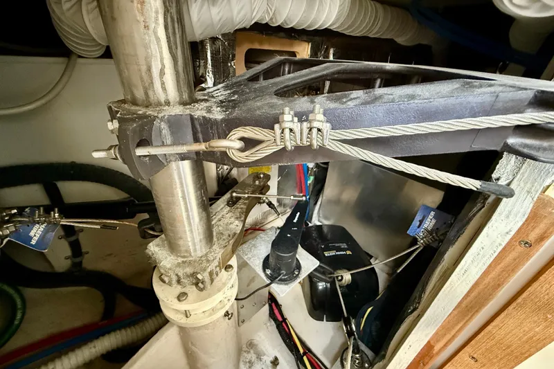 Slide: The Image of Interior view of a 2020 Catalina 425 sailboat's mechanical components and rigging. - 72