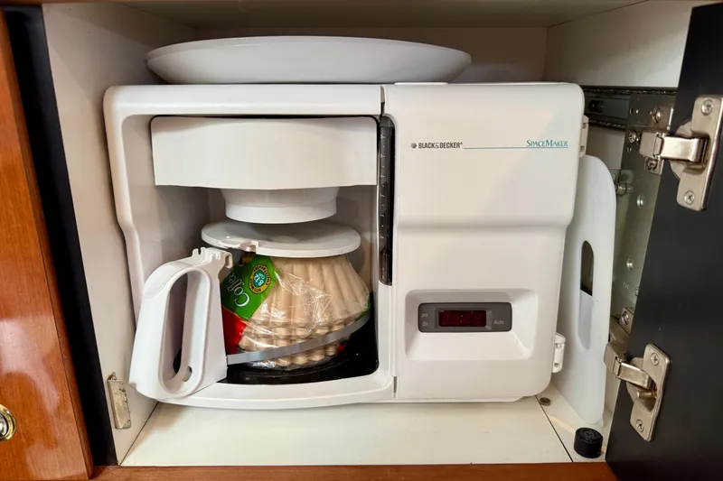 Slide: The Image of Built-in Black & Decker SpaceMaker coffee maker in 2003 Sea Ray 380 Sundancer yacht kitchen. - 23