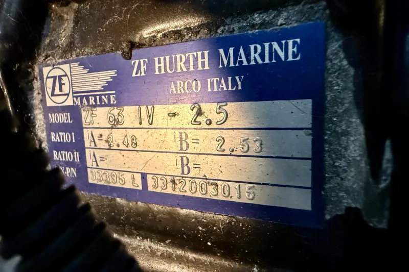 Slide: The Image of ZF Hurth Marine label on Sea Ray 380 Sundancer, 2003 model. - 37