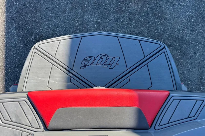 Slide: The Image of 2018 Tigé R20 boat swim platform with red and black design. - 16