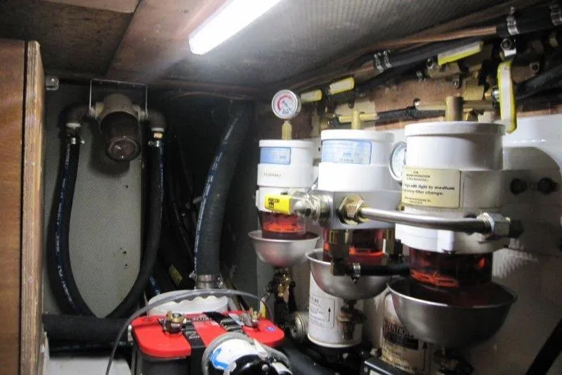 Slide: The Image of Engine compartment of 1983 Nauticat 43 with 20 and 5 micron filters. - 17