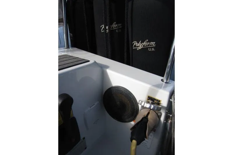 Slide: The Image of Jeanneau Sun Odyssey 349, 2022 model, cockpit detail with Polyform U.S. equipment. - 35