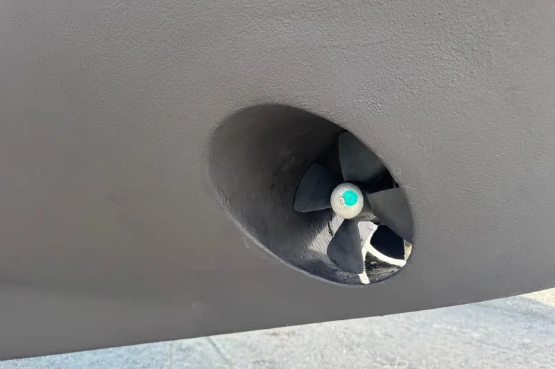 Slide: The Image of Bow thruster of a 2000 Island Packet 380 sailboat, close-up view. - 12