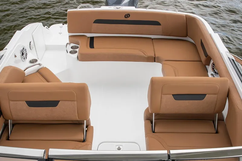 Slide: The Image of Manufacturer Provided Image: 2022 Hurricane SunDeck 235 OB boat interior with tan seating. - 7