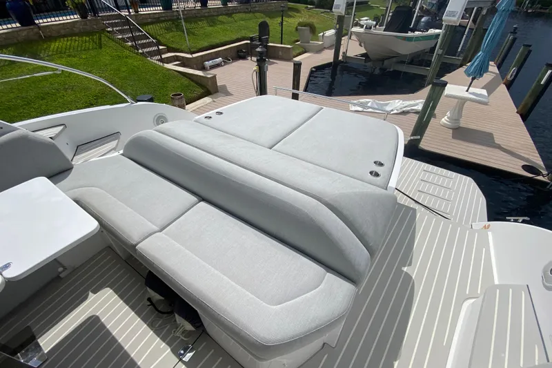 Slide: The Image of Azimut Atlantis 45 yacht 2021, featuring a spacious sunbed on the deck. - 26