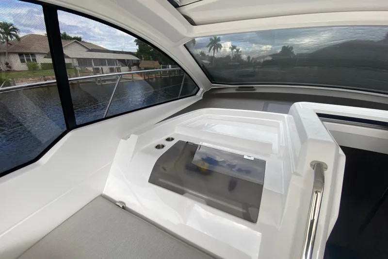 Slide: The Image of Interior view of 2021 Azimut Atlantis 45 yacht with sleek design and large windows. - 29