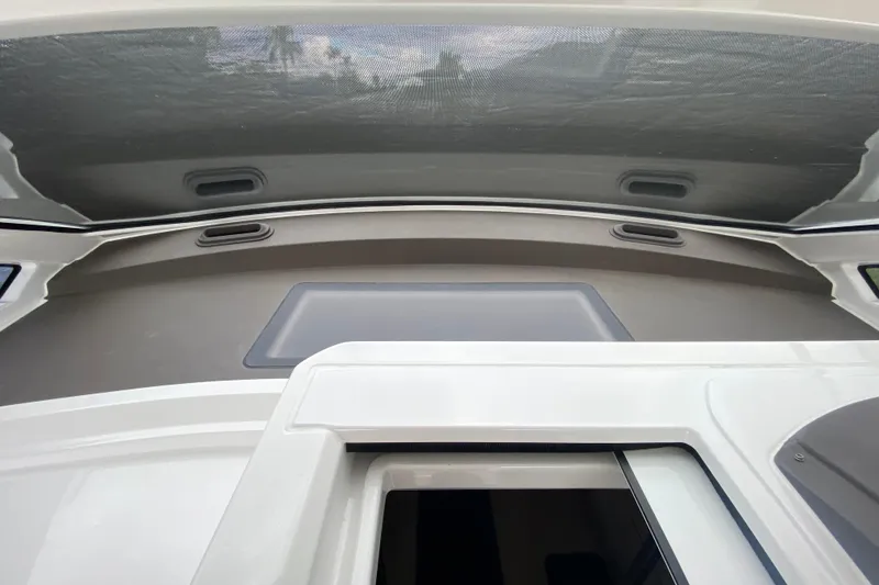 Slide: The Image of 2021 Azimut Atlantis 45 yacht interior ceiling view with sleek design elements. - 30