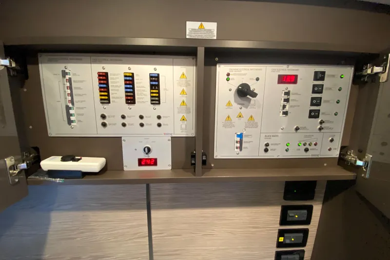 Slide: The Image of Electrical control panel on a 2021 Azimut Atlantis 45 yacht. - 40