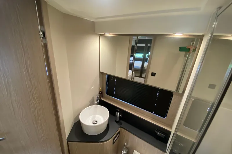 Slide: The Image of Modern bathroom interior of 2021 Azimut Atlantis 45 yacht with sleek fixtures. - 59