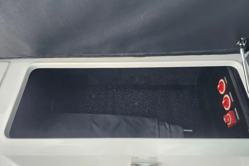 Slide: The Image of Luxurious interior of 2026 Regal LX9 boat with sleek seating and modern dashboard. - 14